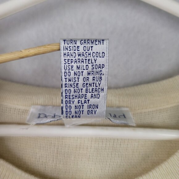 Robert Scott Seed Pearl Beaded Crochet Cardigan Large Ivory Lambswool Acrylic - Picture 3 of 10